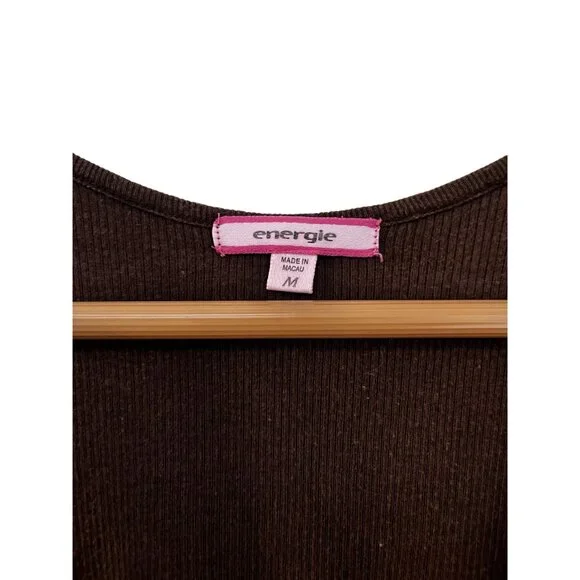 Vintage Energie Women's Boho Y2K Brown Ribbed Tank Top W/ Beaded Embellishment M - Picture 4 of 9